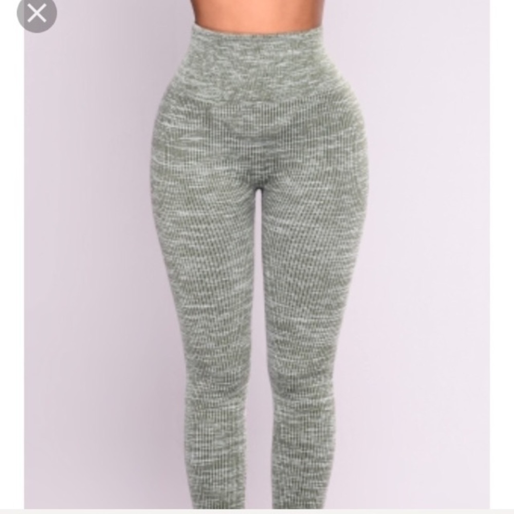 RIBBED FLEECE FASHION NOVA OLIVE LEGGINGS